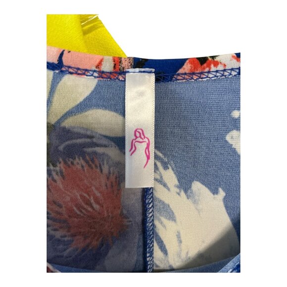 Women’s 2X Blue Floral Sharkbite Tunic & Solid Yellow V-Neck Top - Picture 3 of 8